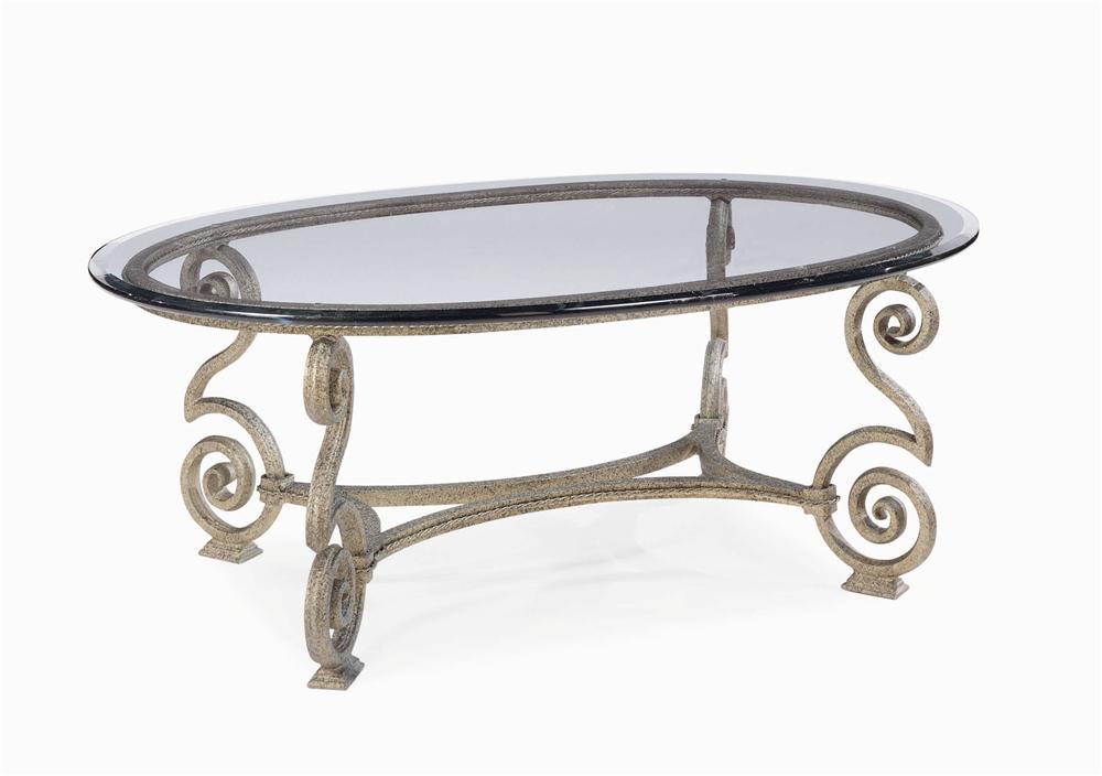 Bernhardt Solano Glass Top Oval Cocktail Table Belfort Furniture